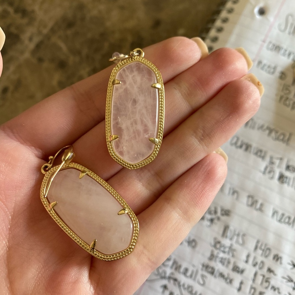Rose quartz and gold earrings